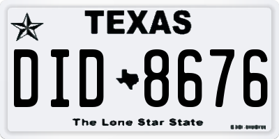 TX license plate DID8676