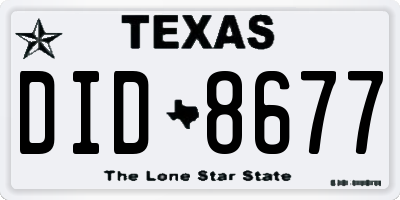 TX license plate DID8677