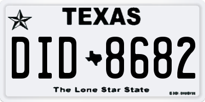 TX license plate DID8682