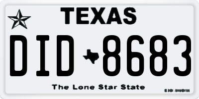 TX license plate DID8683