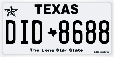 TX license plate DID8688