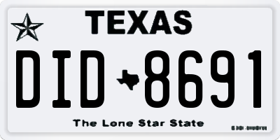 TX license plate DID8691