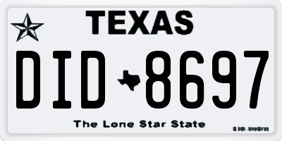 TX license plate DID8697