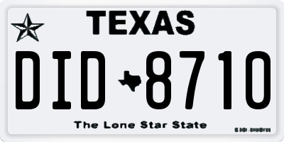 TX license plate DID8710