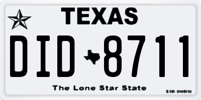 TX license plate DID8711