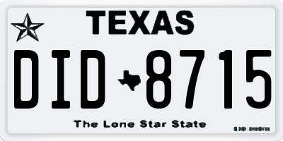 TX license plate DID8715