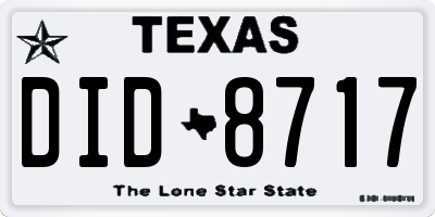 TX license plate DID8717