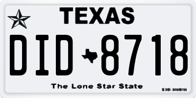 TX license plate DID8718
