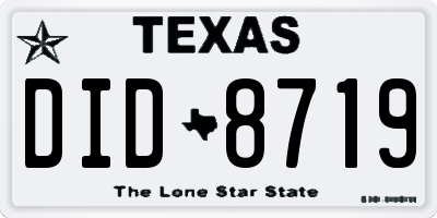 TX license plate DID8719
