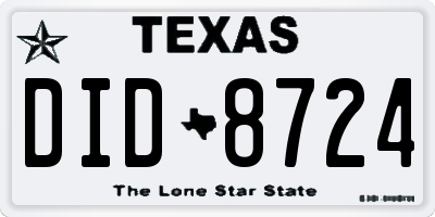 TX license plate DID8724