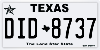 TX license plate DID8737
