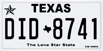 TX license plate DID8741