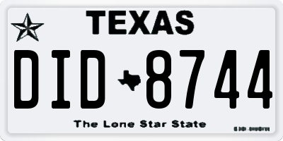 TX license plate DID8744