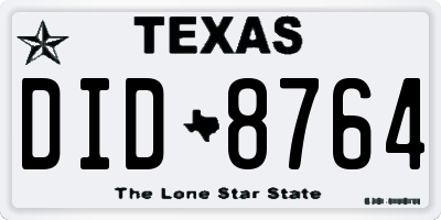 TX license plate DID8764