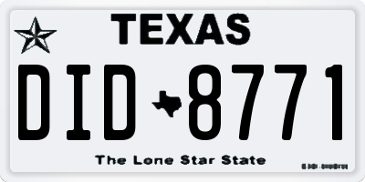 TX license plate DID8771
