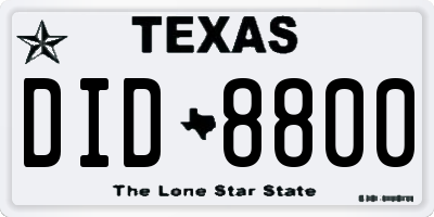 TX license plate DID8800