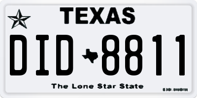 TX license plate DID8811