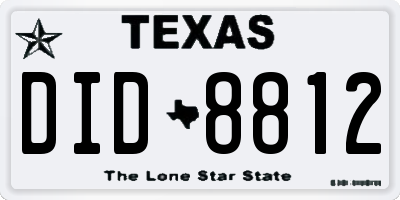 TX license plate DID8812