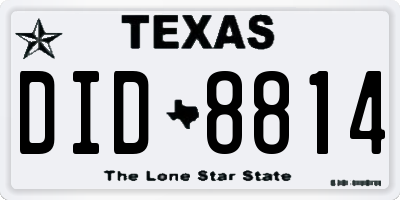 TX license plate DID8814
