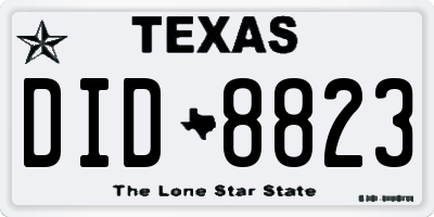 TX license plate DID8823