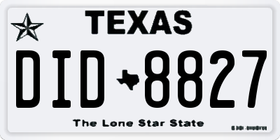 TX license plate DID8827