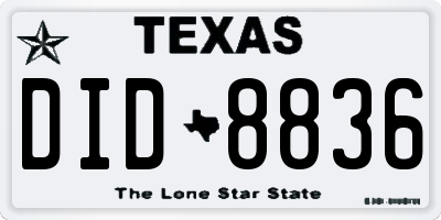 TX license plate DID8836
