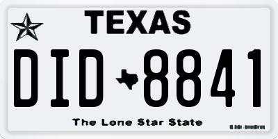 TX license plate DID8841