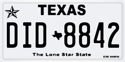 TX license plate DID8842