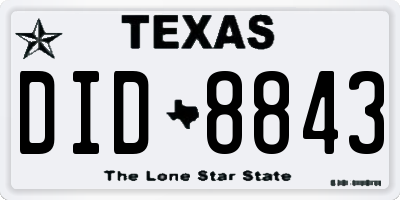TX license plate DID8843
