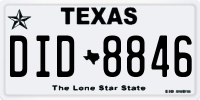 TX license plate DID8846