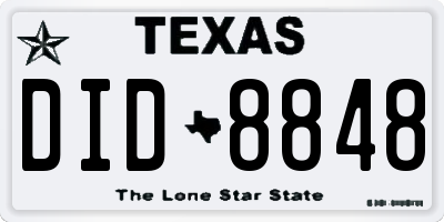 TX license plate DID8848