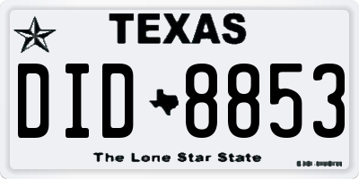 TX license plate DID8853