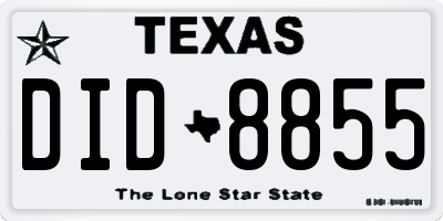 TX license plate DID8855