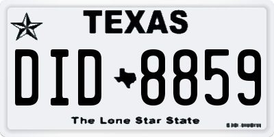 TX license plate DID8859