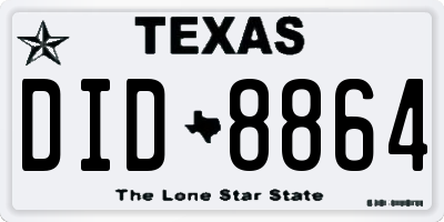 TX license plate DID8864