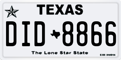 TX license plate DID8866