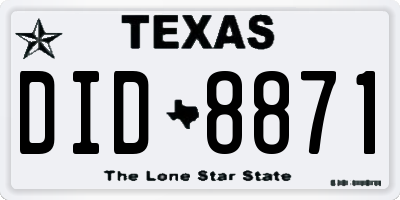 TX license plate DID8871
