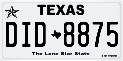 TX license plate DID8875