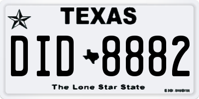 TX license plate DID8882