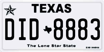TX license plate DID8883
