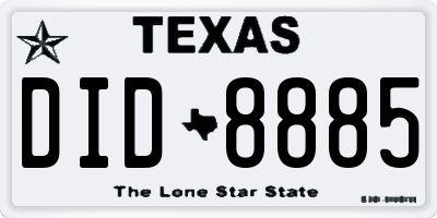 TX license plate DID8885