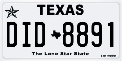 TX license plate DID8891