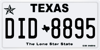 TX license plate DID8895