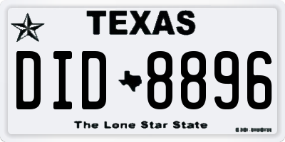 TX license plate DID8896