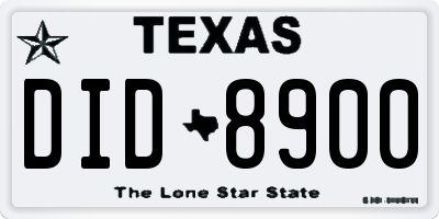 TX license plate DID8900