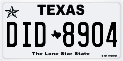 TX license plate DID8904