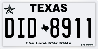 TX license plate DID8911