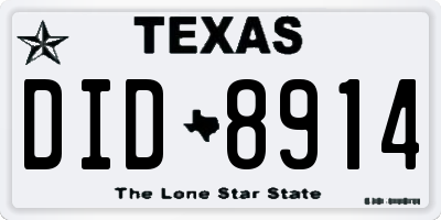 TX license plate DID8914