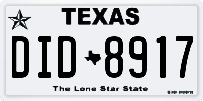 TX license plate DID8917