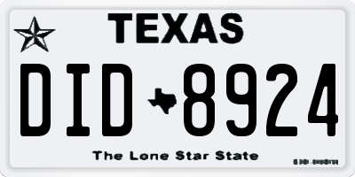 TX license plate DID8924